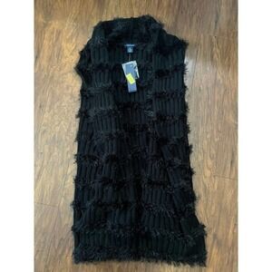 NWT Westbound Shaggy Sweat Vest Cardigan‎ Black Size XL